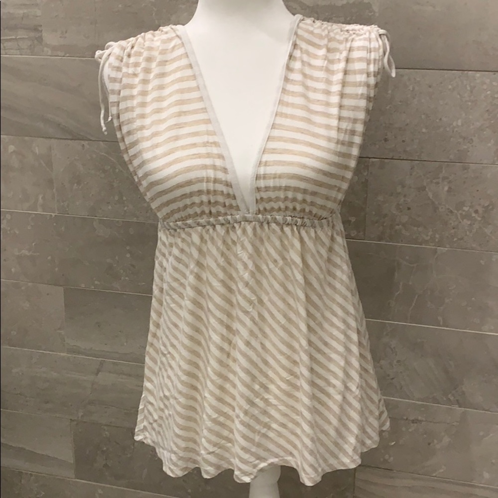Ella Moss Cream Tan Sleeveless Top Shirt Medium M